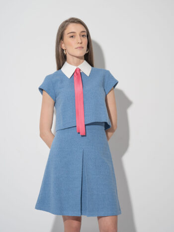 sky blue tweed crop top • Sassa Björg