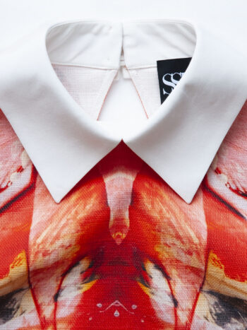 oil paint collage dress w collar close shot • Sassa Björg