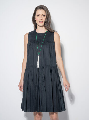 silky dream black tiered dress crop • Sassa Björg