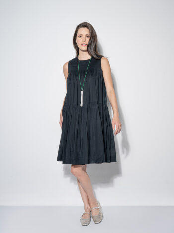 silky dream black tiered dress front • Sassa Björg