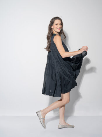 silky dream black tiered dress side • Sassa Björg