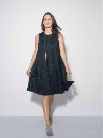 silky dream black tiered dress walking • Sassa Björg