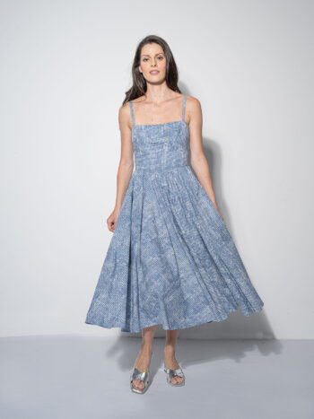 strappy blue chequered dress front • Sassa Björg