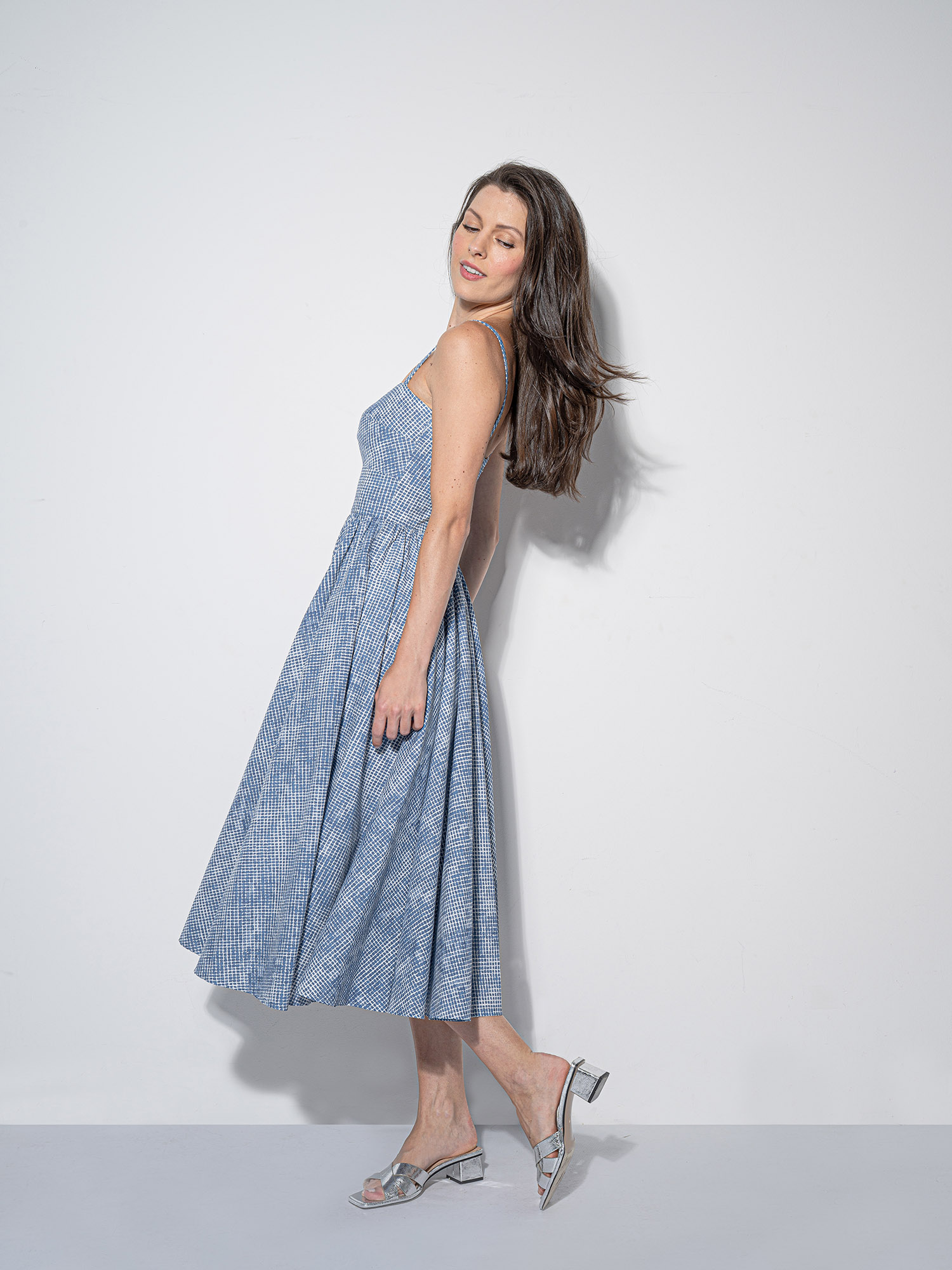 strappy blue chequered dress • Sassa Björg