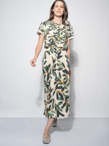 midi skirt olive branch pattern walking crop 1 • Sassa Björg
