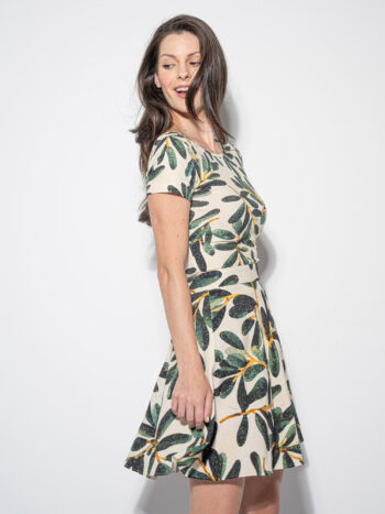 mini skirt olive branch pattern side • Sassa Björg