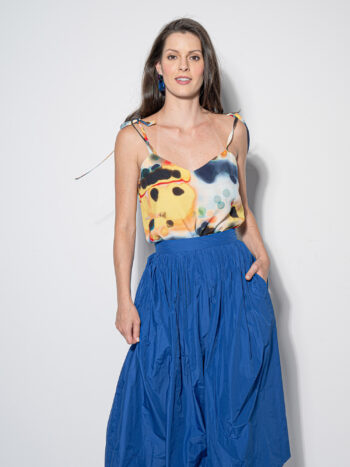 ray light muse strappy top blue taffeta crop • Sassa Björg