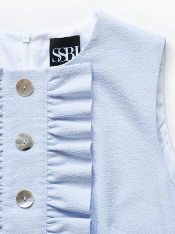 sky blue melange dress nacre buttons closeup • Sassa Björg