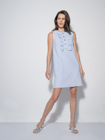 sky blue melange dress nacre buttons featured • Sassa Björg