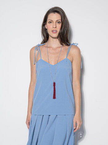 voile strappy top dove blue untucked • Sassa Björg